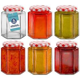 HEFTMAN 480ml 6-Pack Glass Storage Jar HM3489