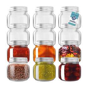HEFTMAN 250ml 12-Pack Glass Storage Jar HM3854
