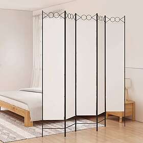 vidaXL 5-Panel White Fabric Room Divider 200x220cm (1916998)