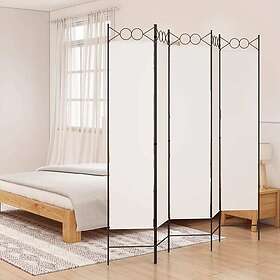 vidaXL 5-Panel Hvit Stoff Romdeler 200x200cm (1920915)