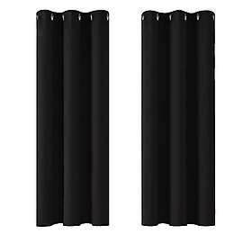 Deconovo Ogenomskinliga gardiner Curtains set om 2 138x107cm Black