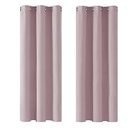 Deconovo Ogenomskinliga gardiner med öljetter för sovrum 2-pack 138x107cm Rosa