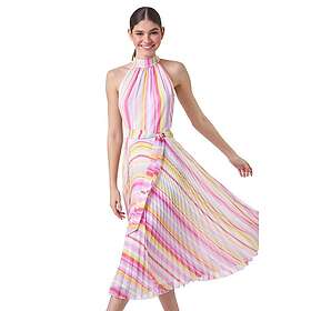Roman Stripe Print Pleated Midi Dress