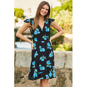 Sosandar Floral Print Ruffle Hem Wrap Dress