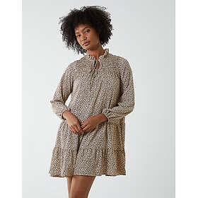 Blue Vanilla Shirred Cheetah Smock Dress