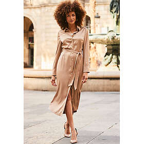 Sosandar Satin Belted Midi Shirt Dress