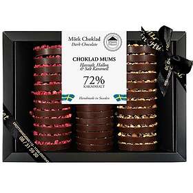 Pralinhuset Choklad Mums 72% Havssalt, Hallon & Salt Karamell 360g
