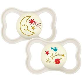 Mam Air Night Silikone 4115572 Sut 6-16m 2-pak (Glow in the Dark)