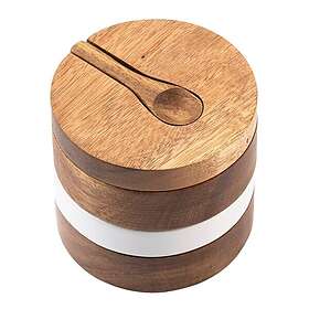 Style de Vie Serveringsset för olja/smör/kryddor 3 delar vit/akaciaträ