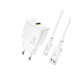 Dudao A23TEU GaN USB-A væglader med USB-A-kabel 2.4A