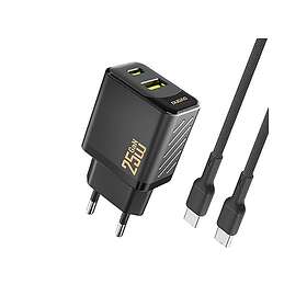 Dudao A26TCEU PD QC GaN USB-A USB-C vegglader med USB-C-kabel 25W