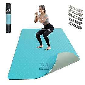 HAPBEAR Large Yoga Mat 6mm 91x183cm incl. Resistance Bands + Carry Bag