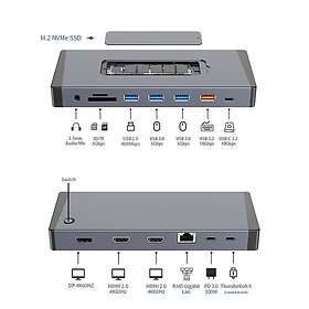 NÖRDIC USB-C 1 til 15 Dokkingstasjon Thunderbolt 4 Triple skjermer DOCK-209