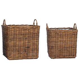 vidaXL Planteringskorg med lagring 2 pcs Brun Lacak-rattan