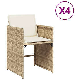vidaXL 4 Chaises de jardin avec coussins rotin synthétique beige - 364987