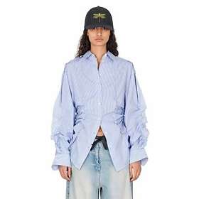 ISABEL Dw72 F25 Randig Veckad Bomuldsskjorta Bluse (Dame)