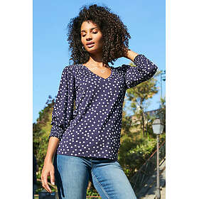 Sosandar Spot Print Shirred Cuff V Neck Top (Men's)