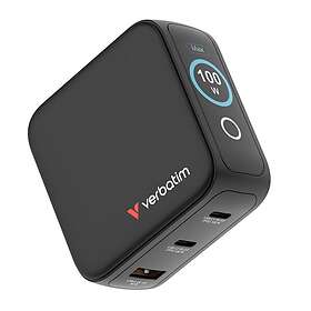 Verbatim 30239 Mini GaN Oplader 3-port med Display 100W