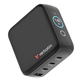 Verbatim 30240 Mini GaN Oplader 4-port med Display 140W