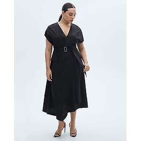 Mango Asymmetrical Med Rynkete Detaljer Kjole