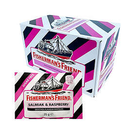 Fisherman's Friend Sockerfri med Hallon, Salmiak och Mentol Smak - Hela Lådan 25g 24-pack