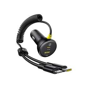 Baseus C00035902121-01 Circular USB-A + USB-C Billader med Indbygget Lightning +