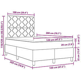 vidaXL Sängram 3339458 120x200cm