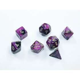 Gemini Mini-Polyédrique Noir-Violet/Or Jeu de Dés 7pce