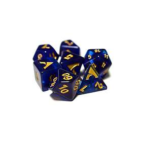 Alphaspel Genomskinligt Glitter Blå/Guld Tärningsset 7st