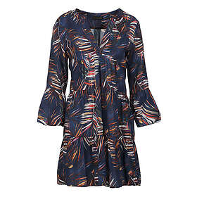 Conquista Womens Leaf Print A Line Dress with Bell Sleeves Dress