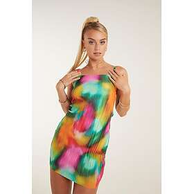 Pink Vanilla Plisse Graphic Print Mini Dress