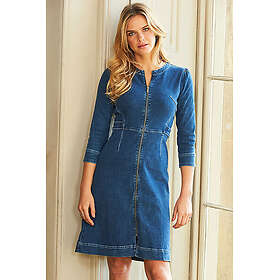 Sosandar Indigo Fluted Hem Belted Denim Dress
