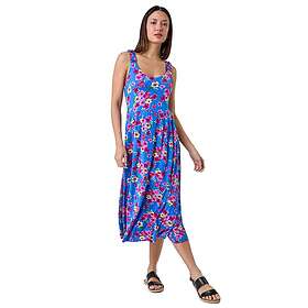 Roman Floral Shirred Strap Midi Dress