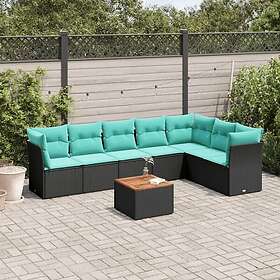vidaXL Ensemble Salon avec Coussins 8 Pièces Noir Rotin 3256008