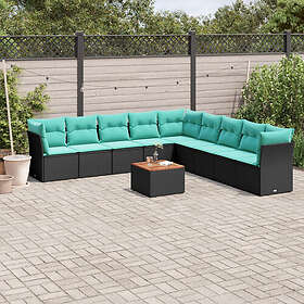 vidaXL Lounge Set med Dynor Svart Konstrotting 10 Delar 3256022