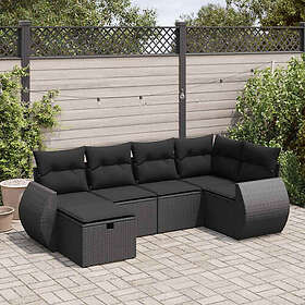 vidaXL Ensemble de Salon avec Coussins 6 Pièces Noir Rotin Synthétique 3325581