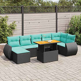 vidaXL Lounge Set med Dynor 8 Delar Svart Syntetisk Rotting 3327291