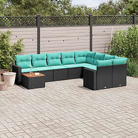 vidaXL Lounge Set med Dynor 10 Delar Svart Konstrotting 3256617