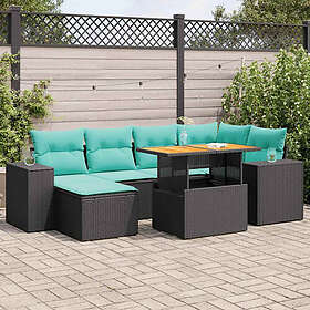 vidaXL Lounge Set med Dynor 7 Delar Svart Konstrotting 3327396