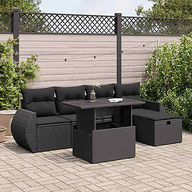 vidaXL Lounge Set 6 Delar med Dynor Svart Syntetisk Rotting 3327885
