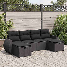 vidaXL Ensemble Salon 6 Pièces avec Coussins Noir Rotin Synthétique 3325621