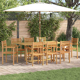vidaXL Garden Furniture Set 9 Pieces with Cushions Brown Teak 3375779