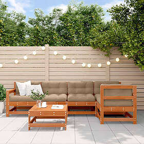 vidaXL Lounge Set 6 Pieces with Cushions Brown Solid Pine 3418100