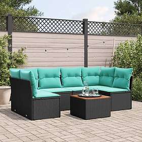 vidaXL Lounge Set med Dynor Svart Konstrotting 7 Delar 3255889