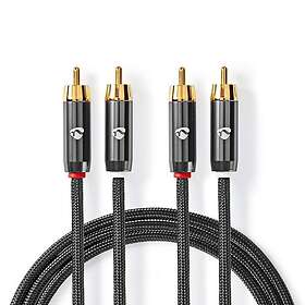 Nedis Câble Audio Stéréo 2x RCA Mâle vers 2x RCA Mâle 2m CATB24200GY20