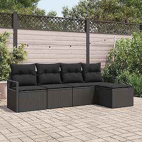 vidaXL Lounge Set 5 Pieces Black Faux Rattan  3346343