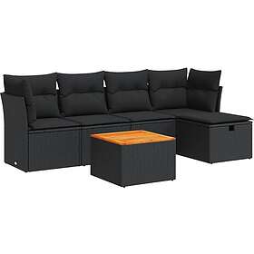 vidaXL Lounge Set med Dynor 6 Delar Polywood Svart 3325751