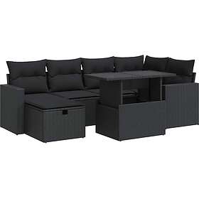 vidaXL Lounge Set med Dynor 7 Delar Polywood Svart 3327815
