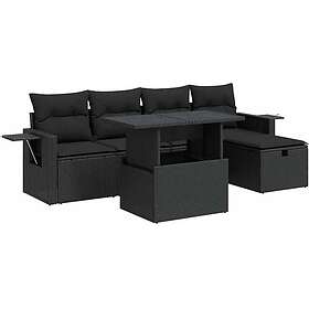 vidaXL Ensemble de Salon 6 Pièces Noir Rotin Synthétique 3327845