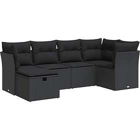 vidaXL Lounge Set med Dynor 6 Delar Polywood Svart 3325281